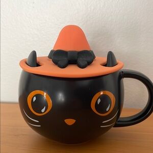 Starbucks Black Cat mug with orange topper